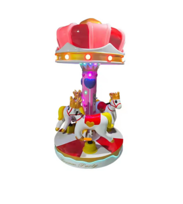 250W FRP+steel Coin Operated Carousel Ride Amusement Park Horse Carousel Kiddie Ride