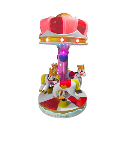 250W FRP+steel Coin Operated Carousel Ride Amusement Park Horse Carousel Kiddie Ride